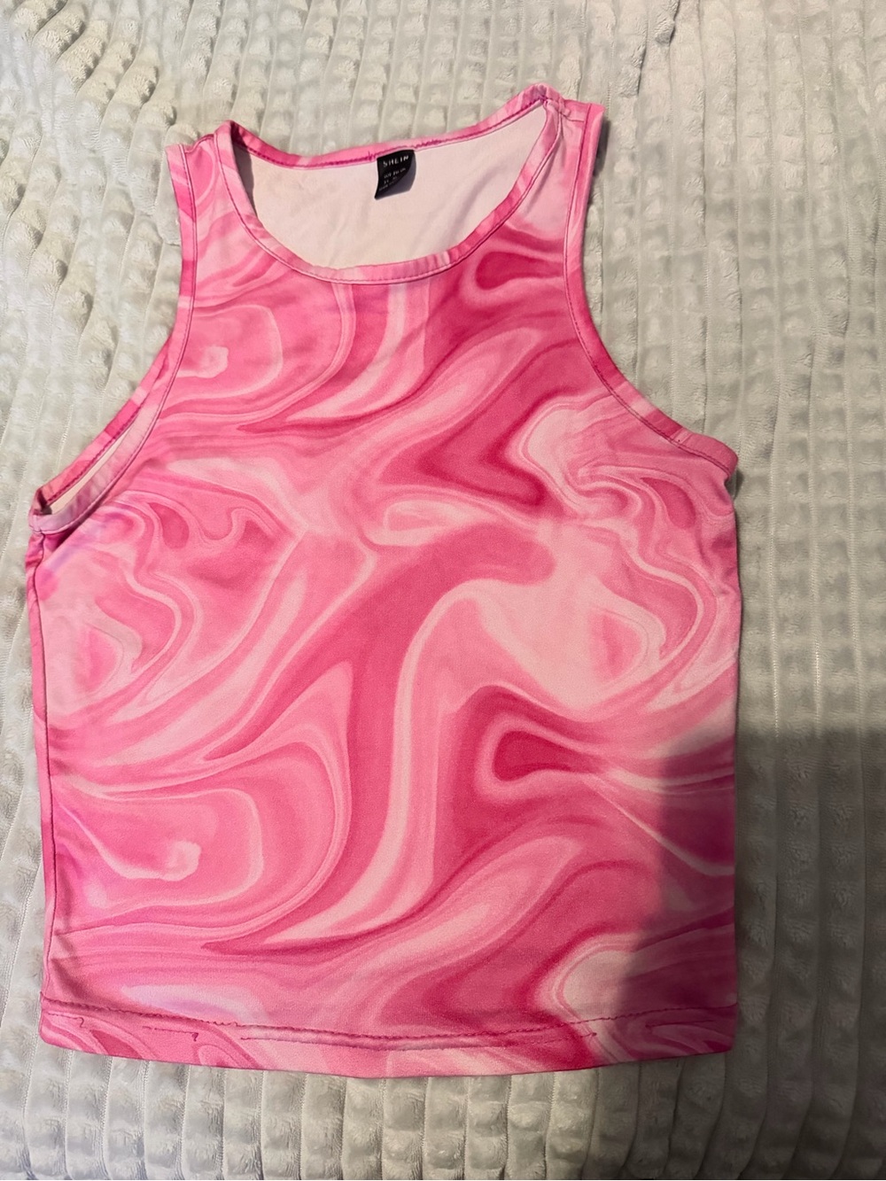SHEIN Pink Marble Print Tank Top